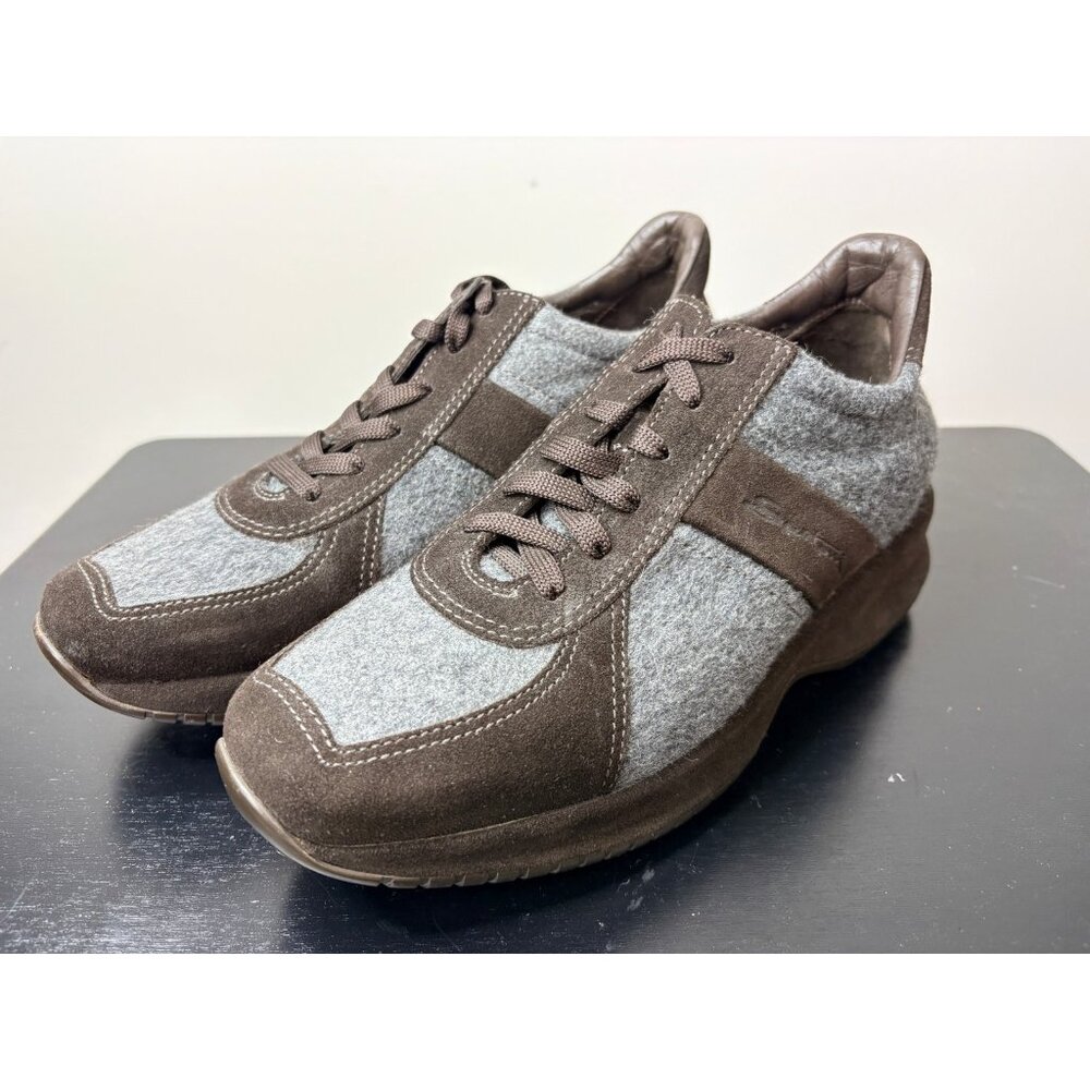 $620 Santoni Suede Leather & Wool Womens Sneakers 5.5 5 1/2